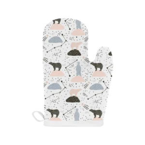 Polar Bears Star Polka Dot Pattern Heat Resistant Oven Mitts Pot Holders Set