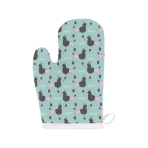 Poodle Dog Green background Heat Resistant Oven Mitts Pot Holders Set