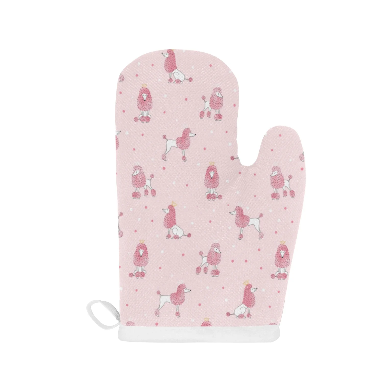 Poodle Dog Pink Color Theme Heat Resistant Oven Mitts Pot Holders Set Poodle Dog Pink Color Theme Heat Resistant Oven Mitts Pot Holders Set