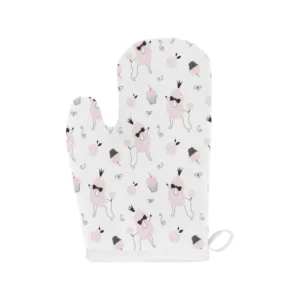 Poodle Dog Rose Cake Pattern Heat Resistant Oven Mitts Pot Holders Set