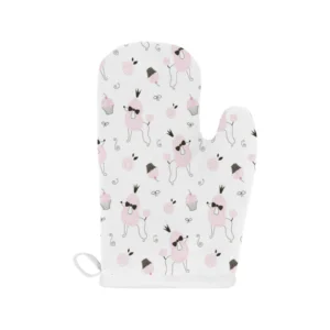 Poodle Dog Rose Cake Pattern Heat Resistant Oven Mitts Pot Holders Set