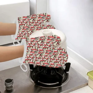 Popcorn Pattern Print Design 05 Heat Resistant Oven Mitts & Pot Holders Set