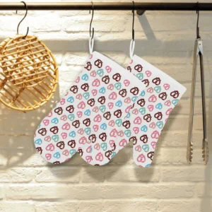 Pretzels Pattern Print Design 04 Heat Resistant Oven Mitts & Pot Holders Set