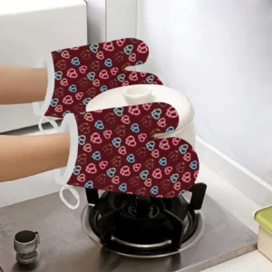 Pretzels Pattern Print Design 05 Heat Resistant Oven Mitts & Pot Holders Set