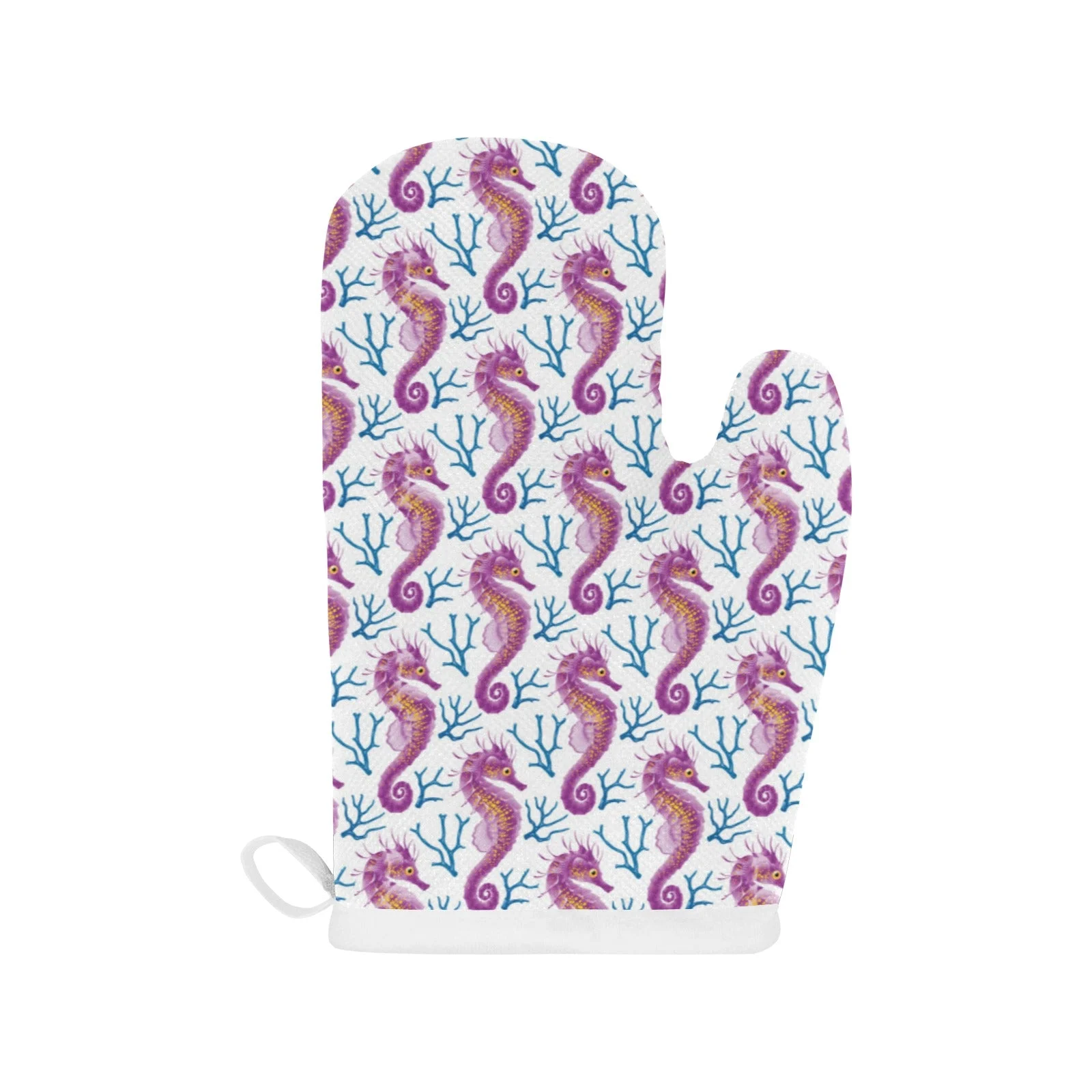 Purple Seahorse Blue Coral Pattern Heat Resistant Oven Mitts Pot Holders Set Purple Seahorse Blue Coral Pattern Heat Resistant Oven Mitts Pot Holders Set