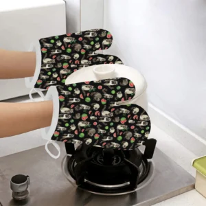 Raccoon Watermelon Pattern Heat Resistant Oven Mitts Pot Holders Set