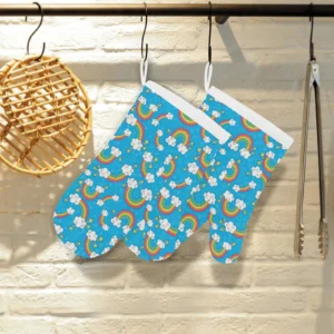 Rainbows Sky Clouds Pattern Heat Resistant Oven Mitts Pot Holders Set
