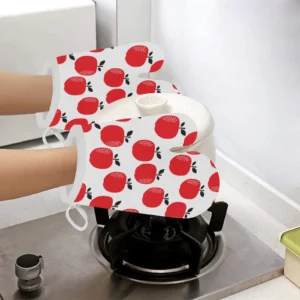 Red Apples White Background Heat Resistant Oven Mitts Pot Holders Set