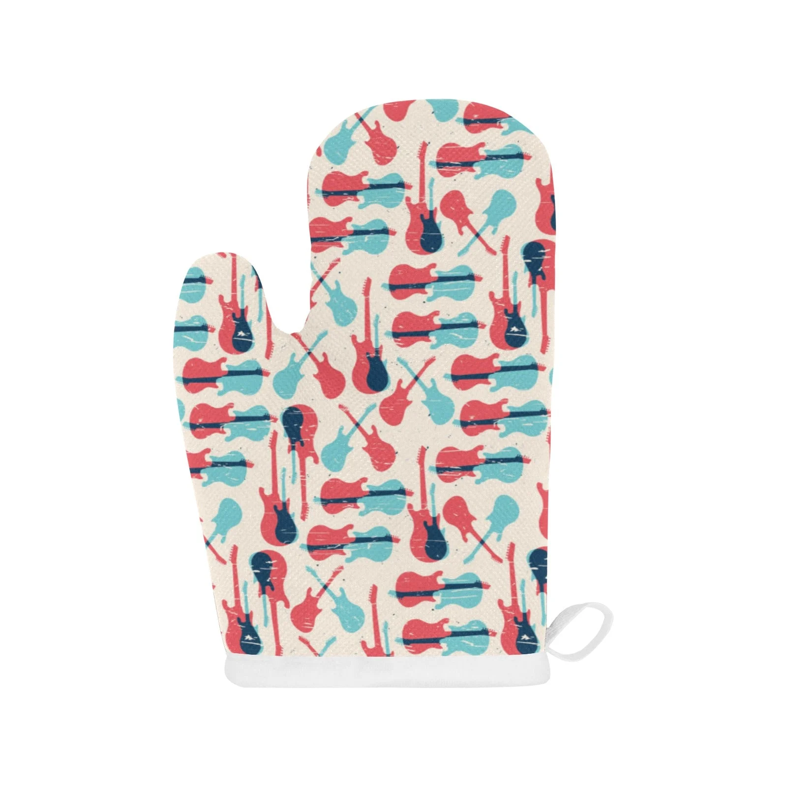 Red Blue Guitar Pattern Heat Resistant Oven Mitts Pot Holders Set Red Blue Guitar Pattern Heat Resistant Oven Mitts Pot Holders Set