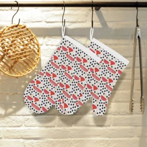 Red Mushroom Dot Pattern Heat Resistant Oven Mitts Pot Holders Set