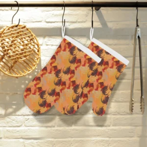 Red Rooster Chicken Cock Pattern Heat Resistant Oven Mitts Pot Holders Set