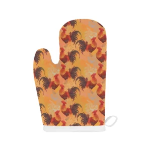Red Rooster Chicken Cock Pattern Heat Resistant Oven Mitts Pot Holders Set