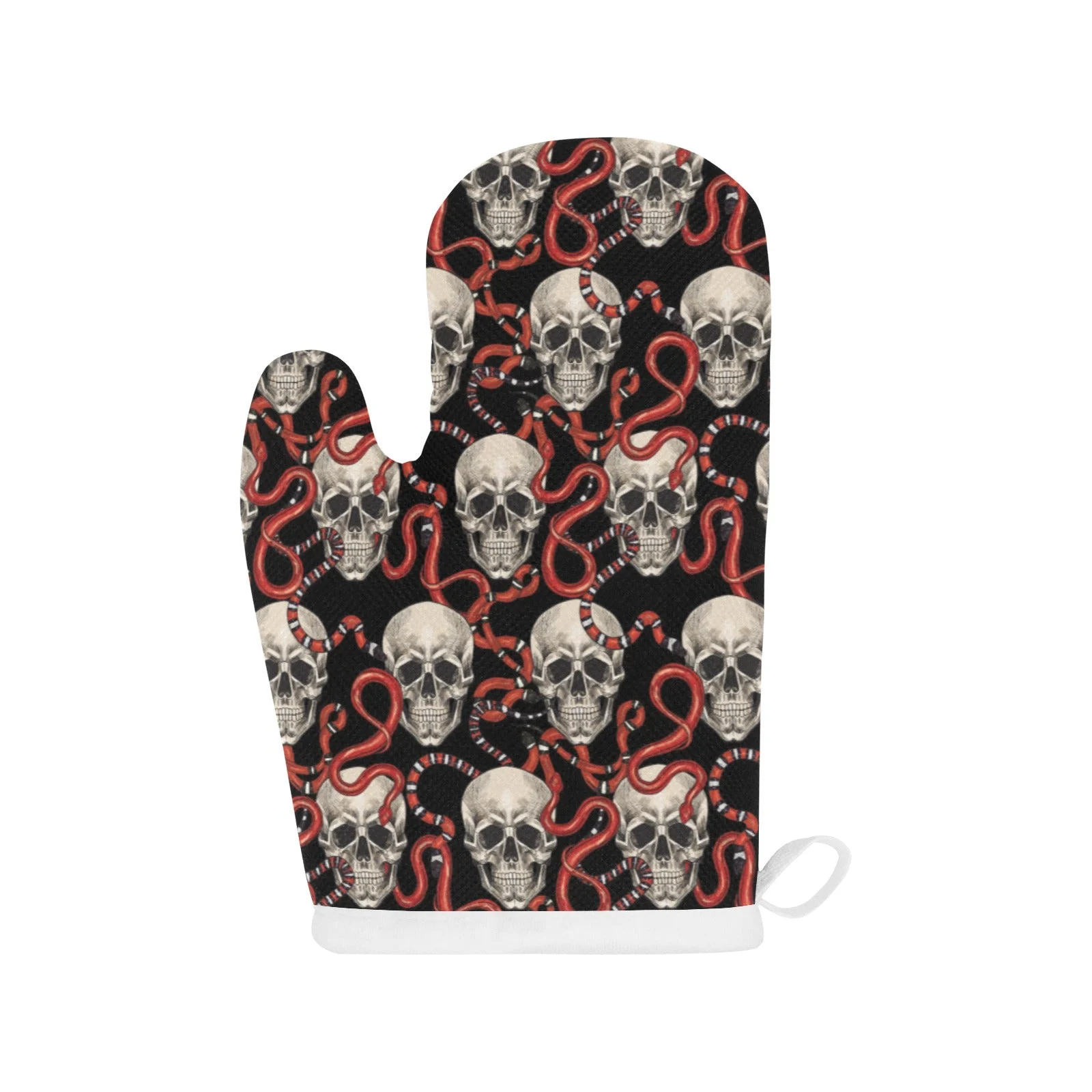 Red Snake Skull Pattern Heat Resistant Oven Mitts Pot Holders Set Red Snake Skull Pattern Heat Resistant Oven Mitts Pot Holders Set