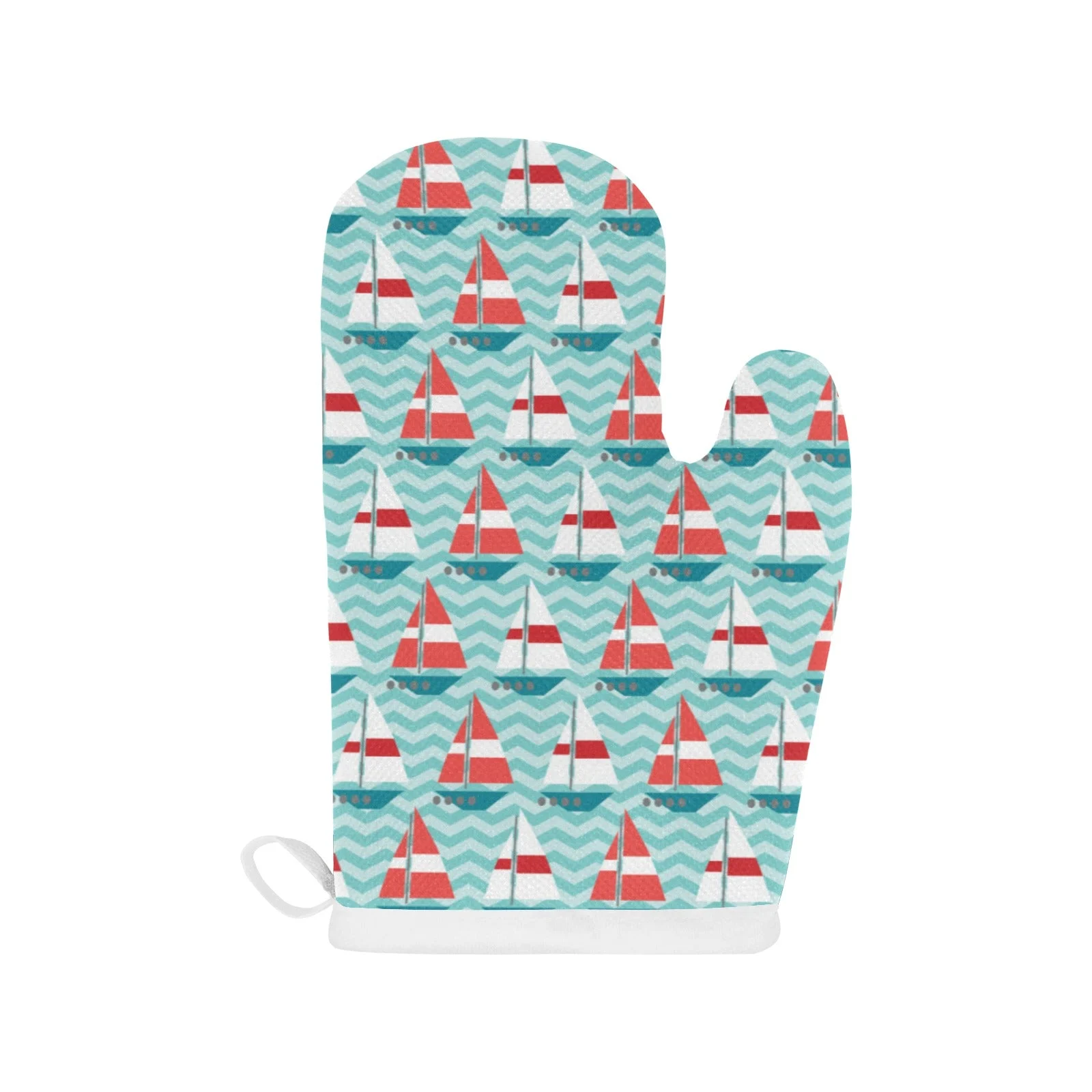 Red White sailboat wave background Heat Resistant Oven Mitts Pot Holders Set Red White sailboat wave background Heat Resistant Oven Mitts Pot Holders Set