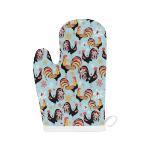 Rooster chicken cock snowfalke Heat Resistant Oven Mitts Pot Holders Set