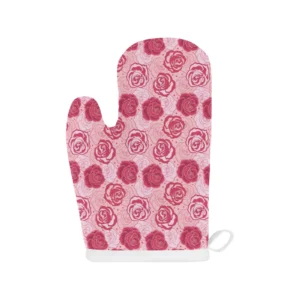 Rose Pattern Print Design 02 Heat Resistant Oven Mitts & Pot Holders Set