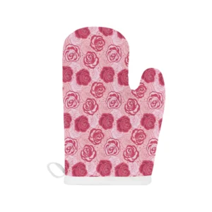 Rose Pattern Print Design 02 Heat Resistant Oven Mitts & Pot Holders Set