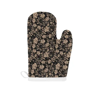 Rose Pattern Print Design 04 Heat Resistant Oven Mitts & Pot Holders Set