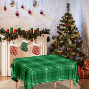 Saint Patrick's Day Tartan Print Tablecloth Kitchen Home Decor