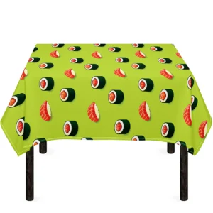 Salmon Sushi And Rolls Pattern Print Tablecloth Kitchen Home Decor