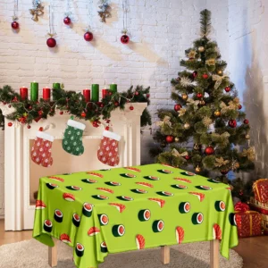Salmon Sushi And Rolls Pattern Print Tablecloth Kitchen Home Decor