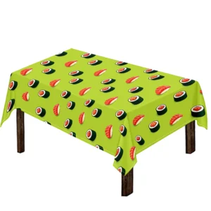 Salmon Sushi And Rolls Pattern Print Tablecloth Kitchen Home Decor