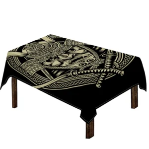 Samurai Warrior Mask Print Tablecloth Kitchen Home Decor