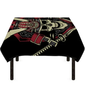 Samurai Warrior Skull Print Tablecloth Kitchen Home Decor