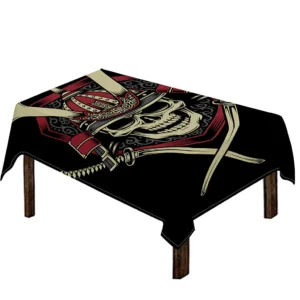 Samurai Warrior Skull Print Tablecloth Kitchen Home Decor