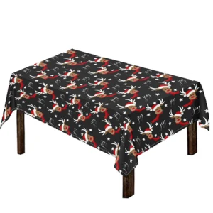 Santa Claus Deer Pattern Print Tablecloth Kitchen Home Decor