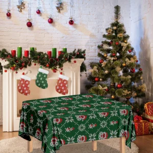 Santa Claus Knitted Pattern Print Tablecloth Kitchen Home Decor