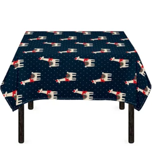 Santa Claus Llama Xmas Pattern Print Tablecloth Kitchen Home Decor