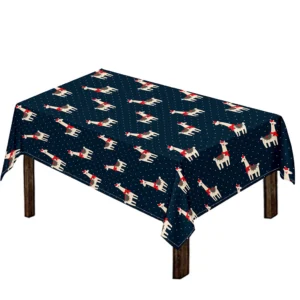Santa Claus Llama Xmas Pattern Print Tablecloth Kitchen Home Decor