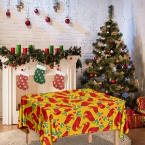 Santa Claus T-Rex Christmas Dino Print Tablecloth Kitchen Home Decor