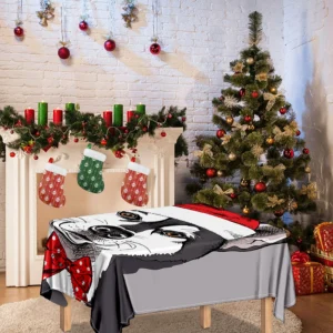 Santa Siberian Husky Print Tablecloth Kitchen Home Decor