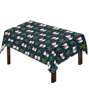 Santa Snowman Pattern Print Tablecloth Kitchen Home Decor