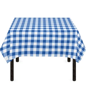 Sapphire Blue Check Pattern Print Tablecloth Kitchen Home Decor