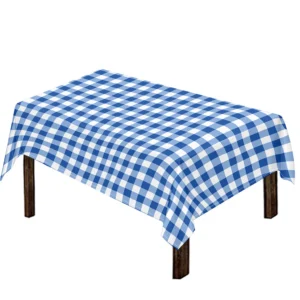 Sapphire Blue Check Pattern Print Tablecloth Kitchen Home Decor