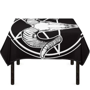 Satan Goat Skull Pentagram Print Tablecloth Kitchen Home Decor