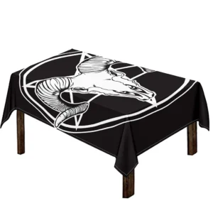 Satan Goat Skull Pentagram Print Tablecloth Kitchen Home Decor