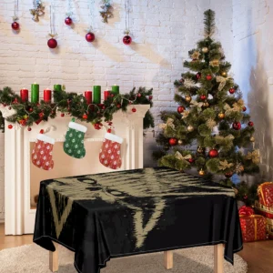 Satanic Pentagram Skull Print Tablecloth Kitchen Home Decor