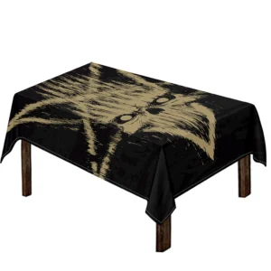 Satanic Pentagram Skull Print Tablecloth Kitchen Home Decor