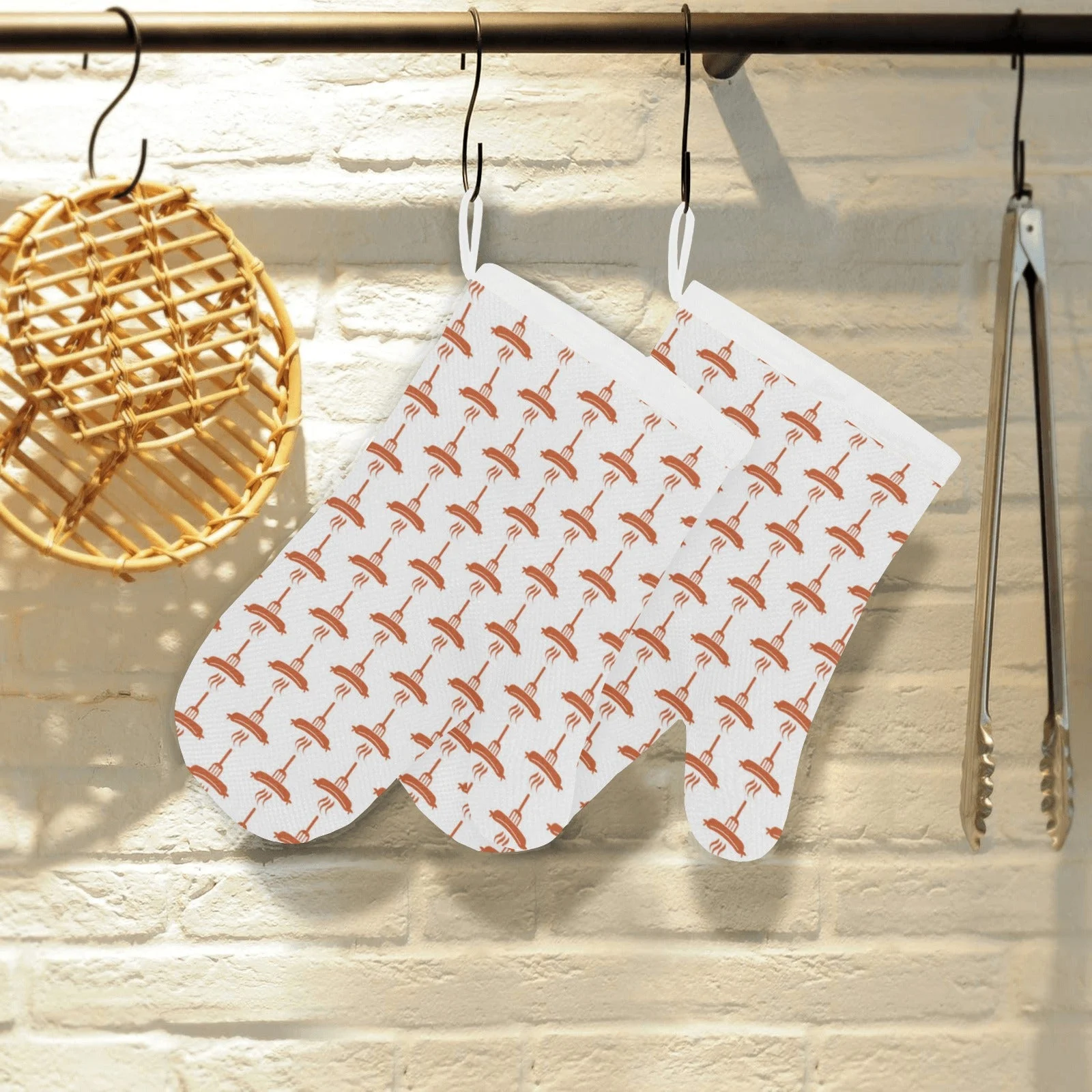 Sausage Pattern Print Design 05 Heat Resistant Oven Mitts & Pot Holders Set Sausage Pattern Print Design 05 Heat Resistant Oven Mitts & Pot Holders Set