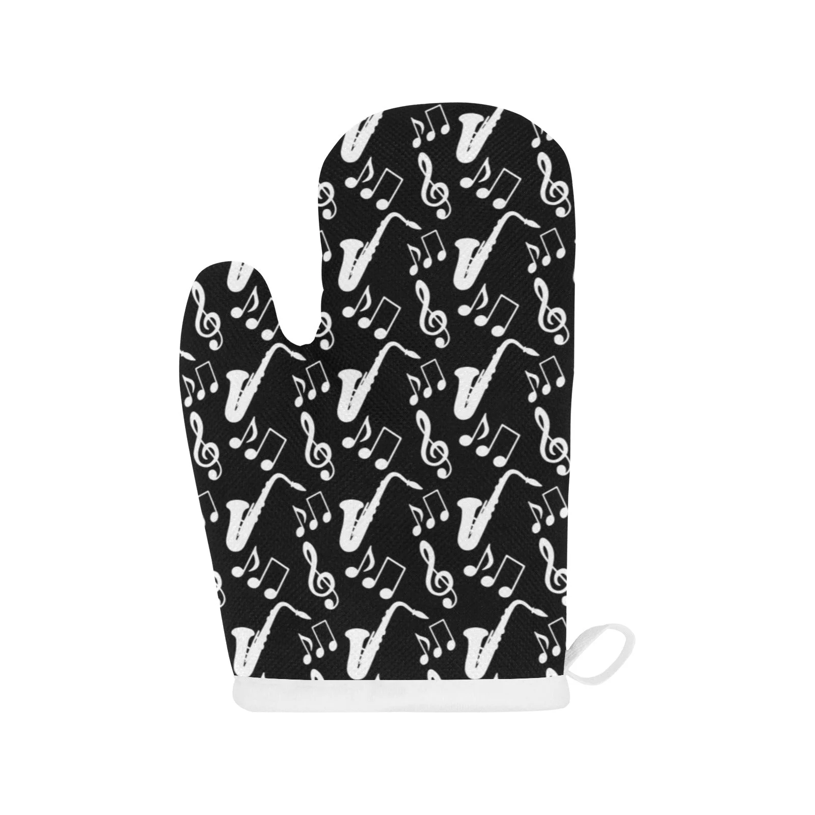 Saxophone Music Notes Treble Clef Black White Them Heat Resistant Oven Mitts Pot Holders Set Saxophone Music Notes Treble Clef Black White Them Heat Resistant Oven Mitts Pot Holders Set