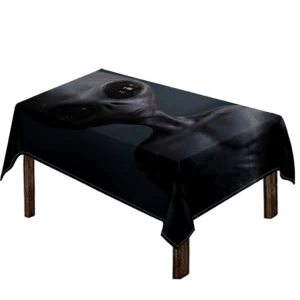 Scary Grey Alien 3D Print Tablecloth Kitchen Home Decor