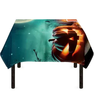Scary Halloween Pumpkin Print Tablecloth Kitchen Home Decor