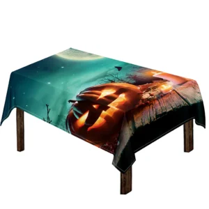 Scary Halloween Pumpkin Print Tablecloth Kitchen Home Decor
