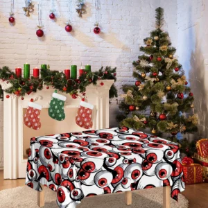 Scary Red Eyeball Pattern Print Tablecloth Kitchen Home Decor