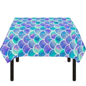 Sea Blue Mermaid Scales Pattern Print Tablecloth Kitchen Home Decor