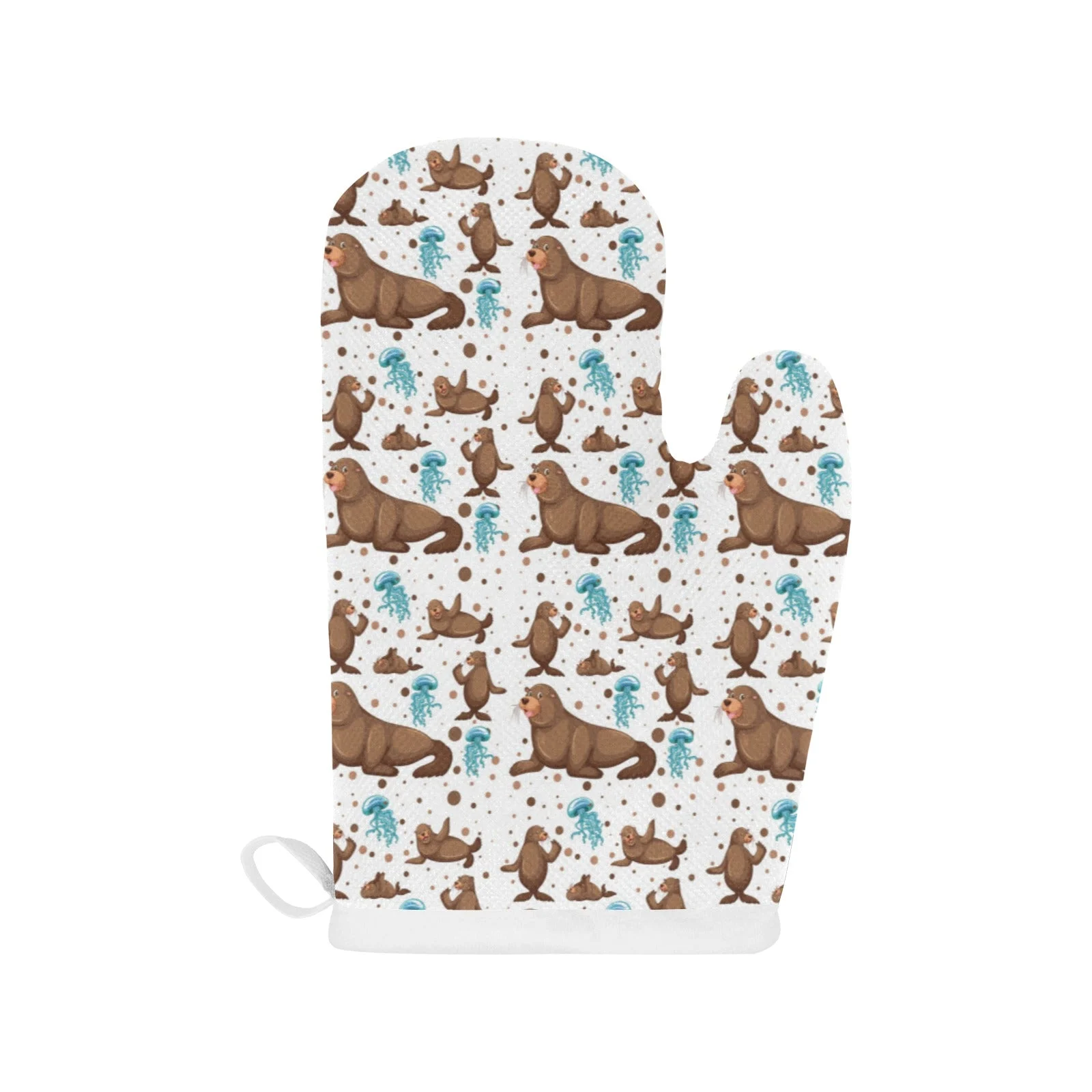 Sea Lion Seals Jellyfish Pattern Heat Resistant Oven Mitts Pot Holders Set Sea Lion Seals Jellyfish Pattern Heat Resistant Oven Mitts Pot Holders Set
